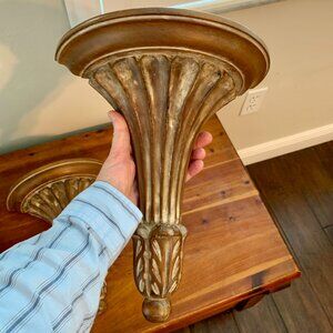 Luxury Decorative Crafts Inc. Hand Carved Italian Wood Wall Shelf Sconces  (2)